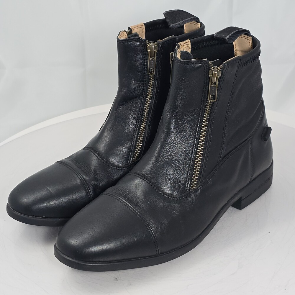 Equitheme Jodhpur Double Zipper Women EU 41 Black Leather Ankle Paddock Boots